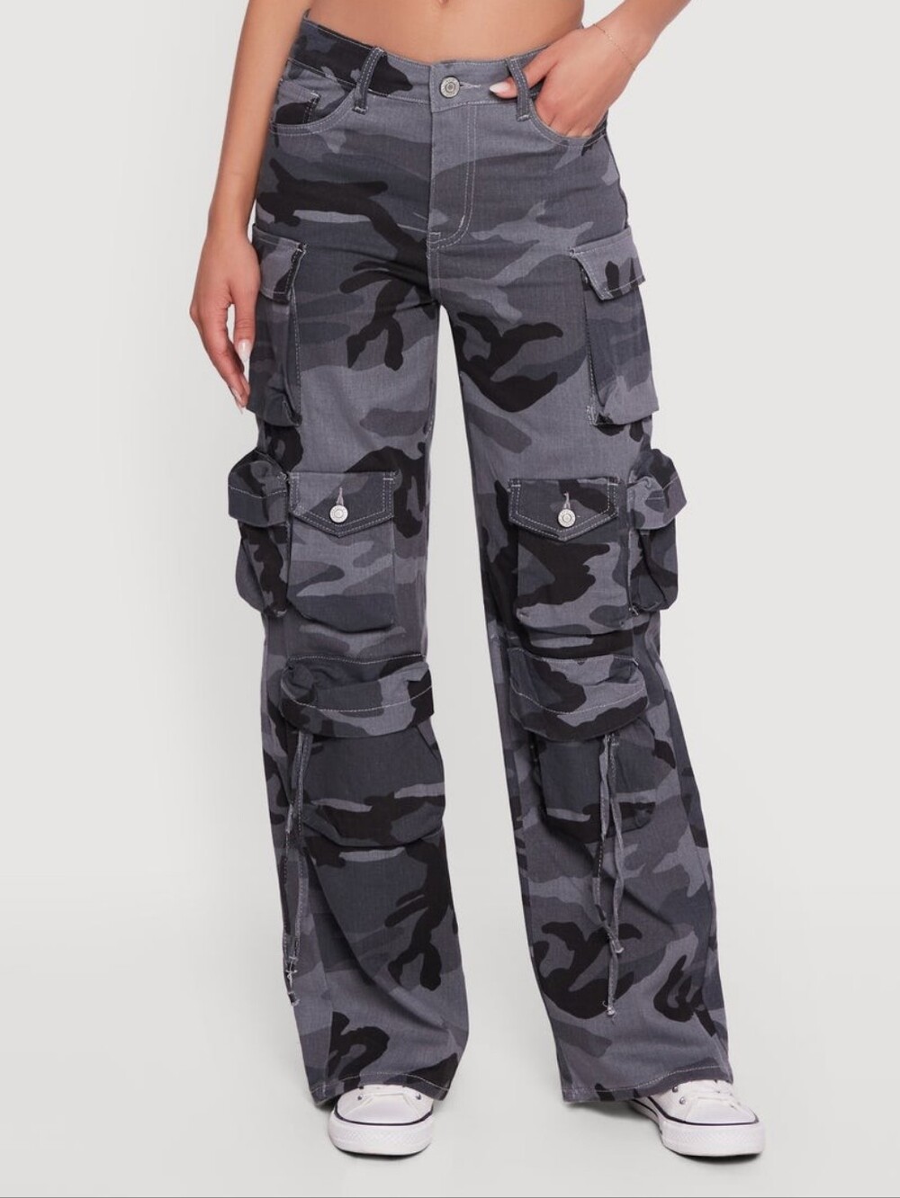 VIP Camouflage Cargo Pocket Straight Leg Jeans - gray NWT Cotton